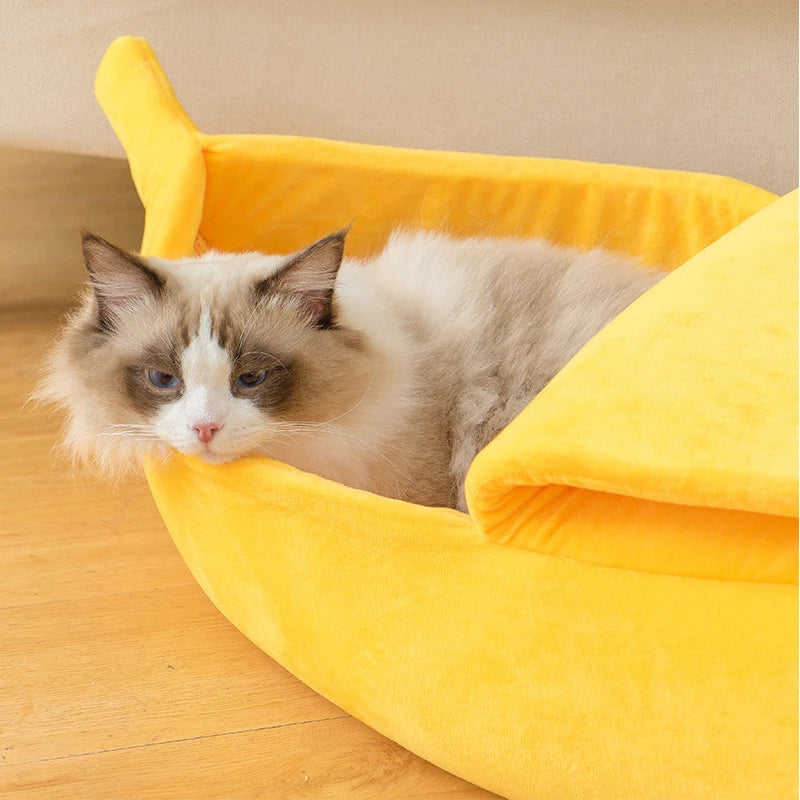 Banana Snuggle Pod™ — The Cozy, Whimsical Bed for Cats & Small Dogs