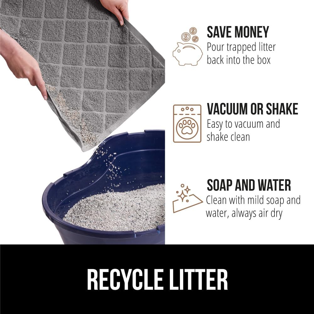 GORILLA GRIP Cat Litter Box Mat, Water Resistant, US Designed Kitty Litter Trapping Mats, Easy to Clean, Scatter Control, Less Mess and Clean Floors, Kitten Supplies for Indoor Cats, 24x17 Gray