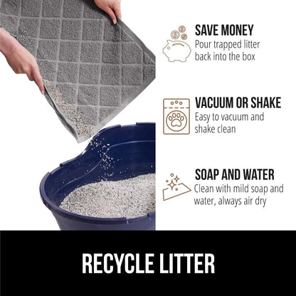 GORILLA GRIP Cat Litter Box Mat, Water Resistant, US Designed Kitty Litter Trapping Mats, Easy to Clean, Scatter Control, Less Mess and Clean Floors, Kitten Supplies for Indoor Cats, 24x17 Gray