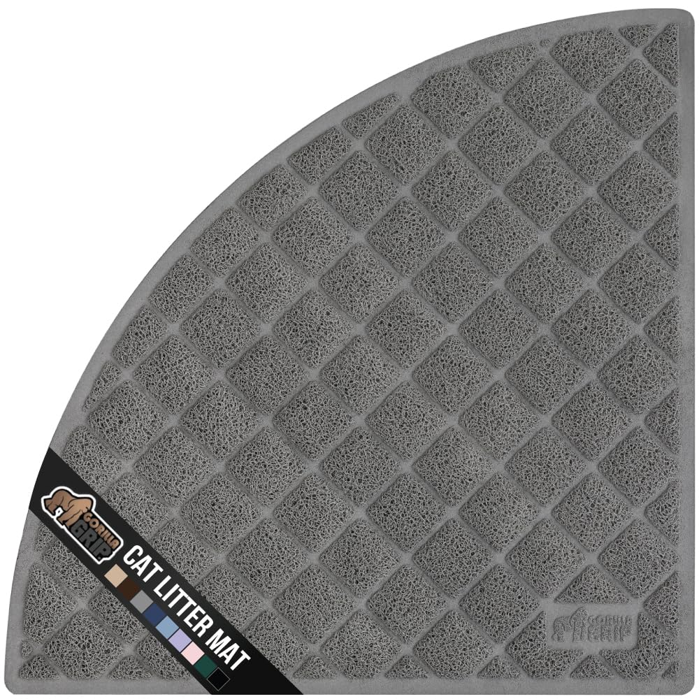 GORILLA GRIP Cat Litter Box Mat, Water Resistant, US Designed Kitty Litter Trapping Mats, Easy to Clean, Scatter Control, Less Mess and Clean Floors, Kitten Supplies for Indoor Cats, 24x17 Gray