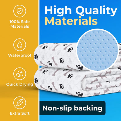 GREEN LIFESTYLE Washable Pee Pads for Dogs - Waterproof Reusable Puppy Pads with Anti-Slip Backing, Pet Training Pad for Puppy Playpen, Crate, Whelping Box, Potty Training (Pack of 6 - 30x34)