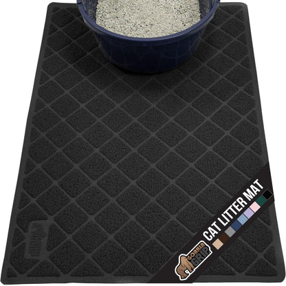 GORILLA GRIP Cat Litter Box Mat, Water Resistant, US Designed Kitty Litter Trapping Mats, Easy to Clean, Scatter Control, Less Mess and Clean Floors, Kitten Supplies for Indoor Cats, 24x17 Gray
