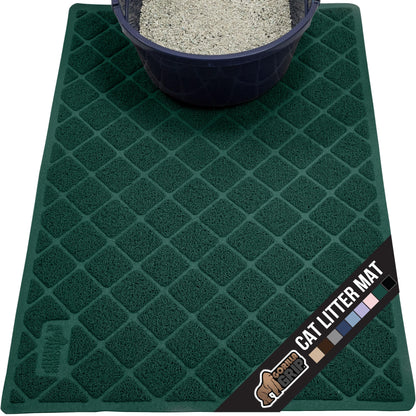 GORILLA GRIP Cat Litter Box Mat, Water Resistant, US Designed Kitty Litter Trapping Mats, Easy to Clean, Scatter Control, Less Mess and Clean Floors, Kitten Supplies for Indoor Cats, 24x17 Gray