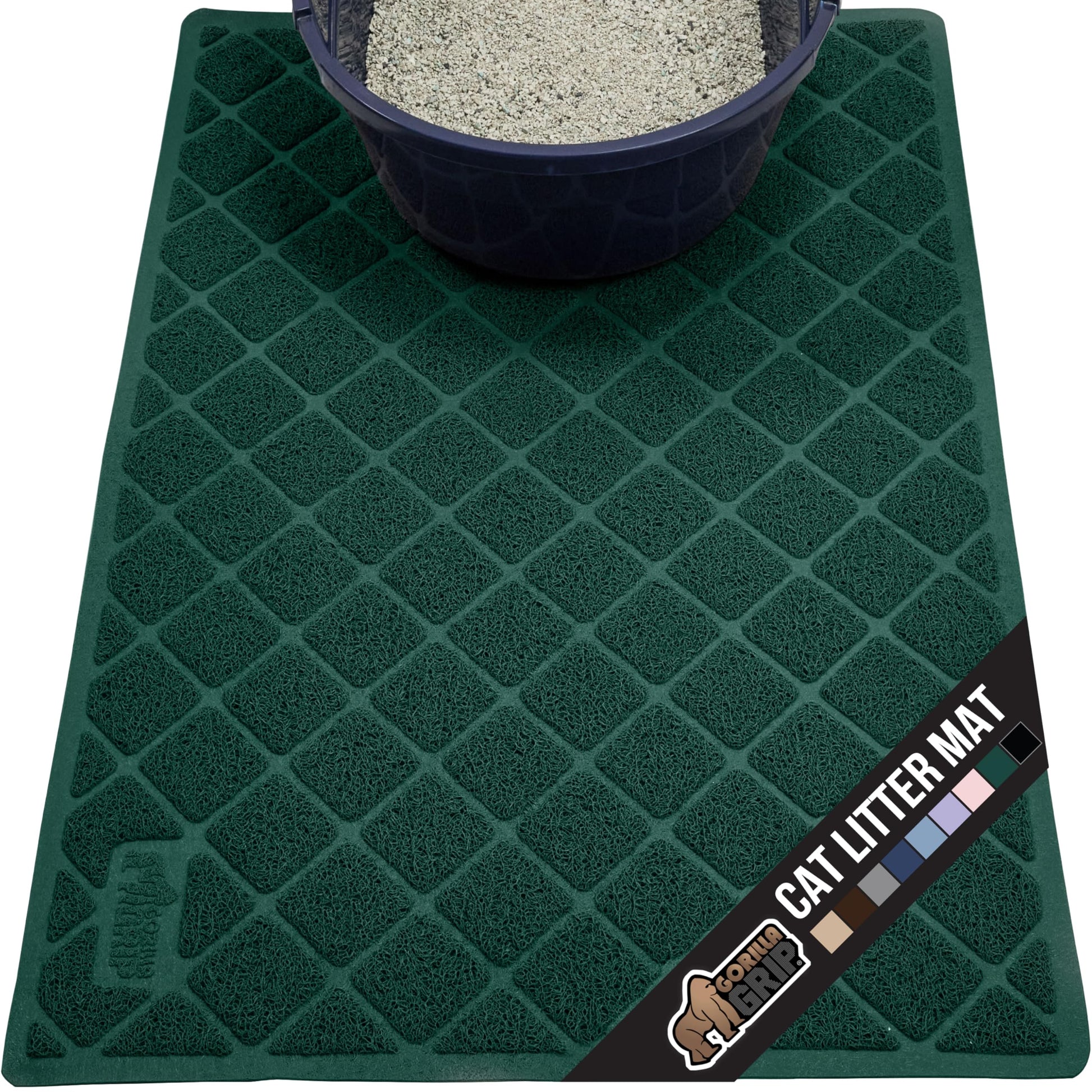 GORILLA GRIP Cat Litter Box Mat, Water Resistant, US Designed Kitty Litter Trapping Mats, Easy to Clean, Scatter Control, Less Mess and Clean Floors, Kitten Supplies for Indoor Cats, 24x17 Gray