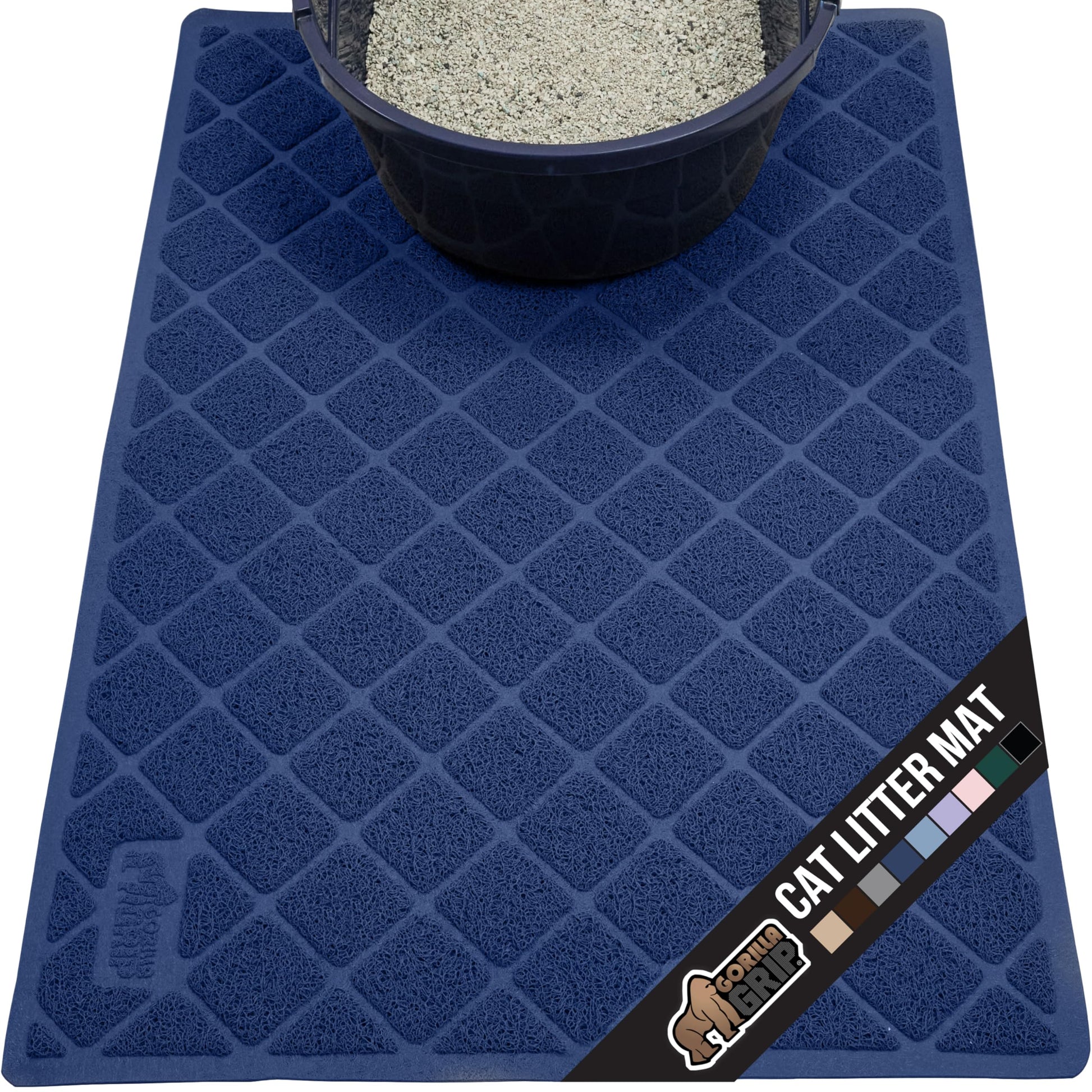 GORILLA GRIP Cat Litter Box Mat, Water Resistant, US Designed Kitty Litter Trapping Mats, Easy to Clean, Scatter Control, Less Mess and Clean Floors, Kitten Supplies for Indoor Cats, 24x17 Gray