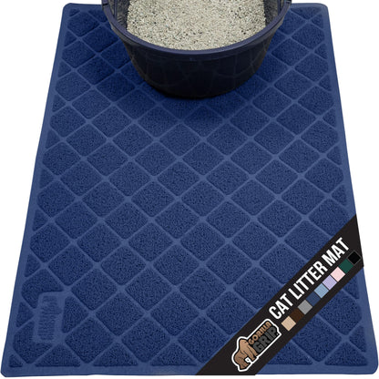 GORILLA GRIP Cat Litter Box Mat, Water Resistant, US Designed Kitty Litter Trapping Mats, Easy to Clean, Scatter Control, Less Mess and Clean Floors, Kitten Supplies for Indoor Cats, 24x17 Gray