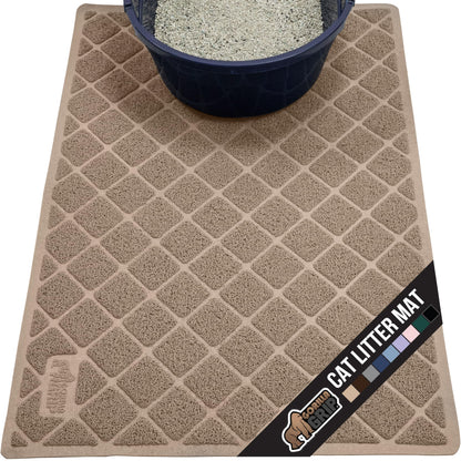 GORILLA GRIP Cat Litter Box Mat, Water Resistant, US Designed Kitty Litter Trapping Mats, Easy to Clean, Scatter Control, Less Mess and Clean Floors, Kitten Supplies for Indoor Cats, 24x17 Gray