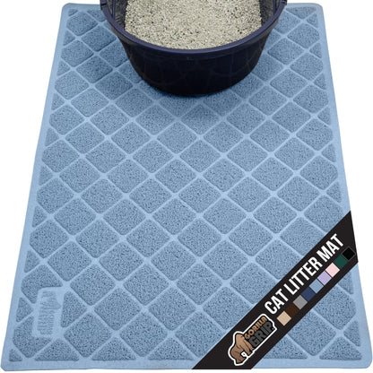 GORILLA GRIP Cat Litter Box Mat, Water Resistant, US Designed Kitty Litter Trapping Mats, Easy to Clean, Scatter Control, Less Mess and Clean Floors, Kitten Supplies for Indoor Cats, 24x17 Gray