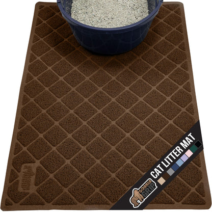 GORILLA GRIP Cat Litter Box Mat, Water Resistant, US Designed Kitty Litter Trapping Mats, Easy to Clean, Scatter Control, Less Mess and Clean Floors, Kitten Supplies for Indoor Cats, 24x17 Gray
