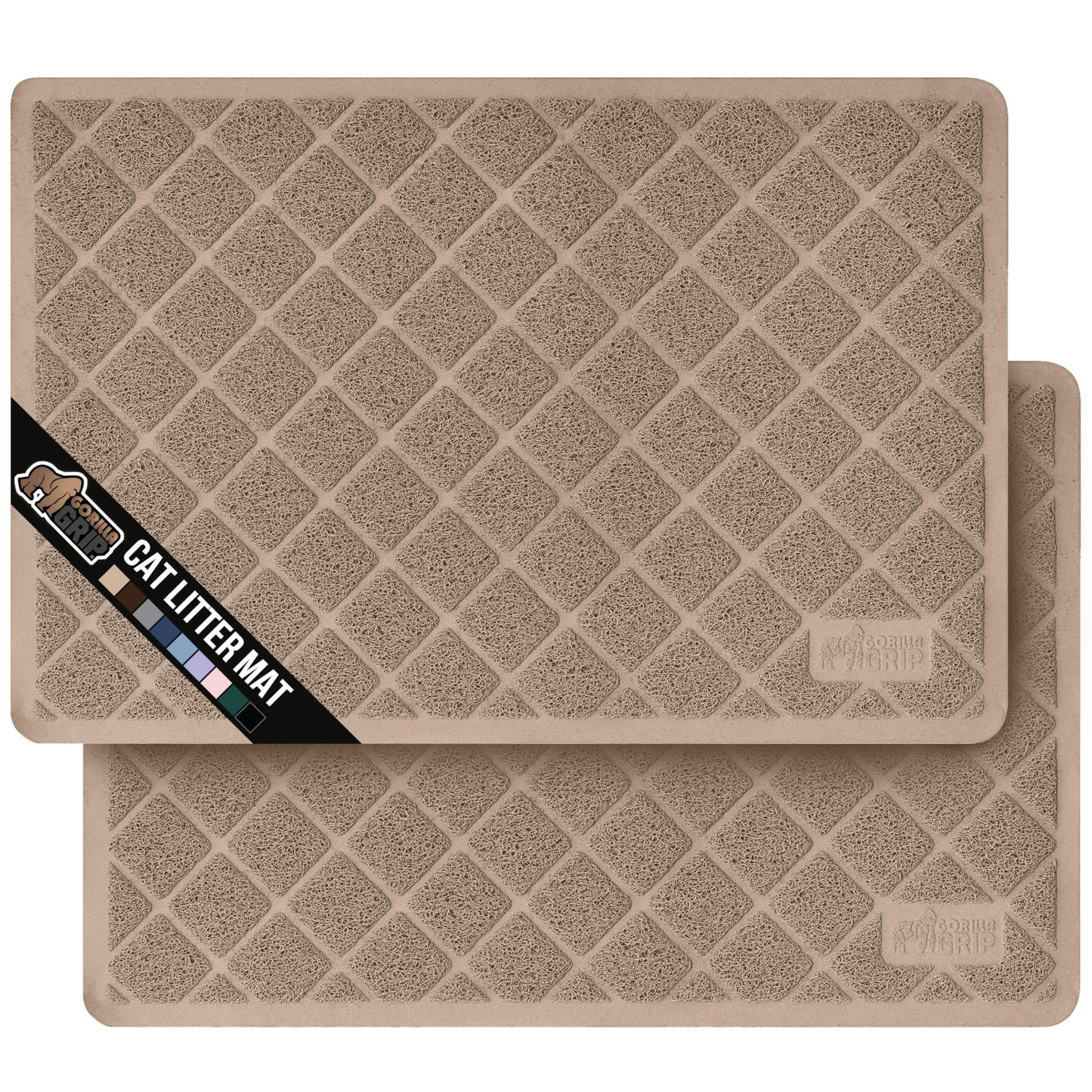 GORILLA GRIP Cat Litter Box Mat, Water Resistant, US Designed Kitty Litter Trapping Mats, Easy to Clean, Scatter Control, Less Mess and Clean Floors, Kitten Supplies for Indoor Cats, 24x17 Gray