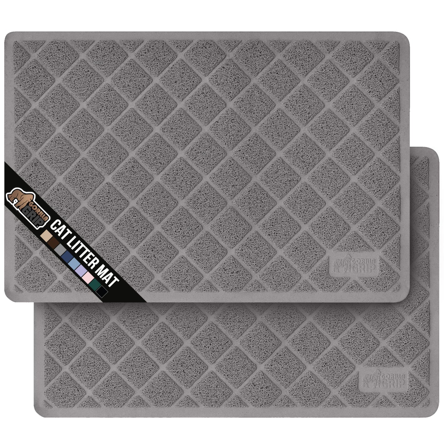 GORILLA GRIP Cat Litter Box Mat, Water Resistant, US Designed Kitty Litter Trapping Mats, Easy to Clean, Scatter Control, Less Mess and Clean Floors, Kitten Supplies for Indoor Cats, 24x17 Gray