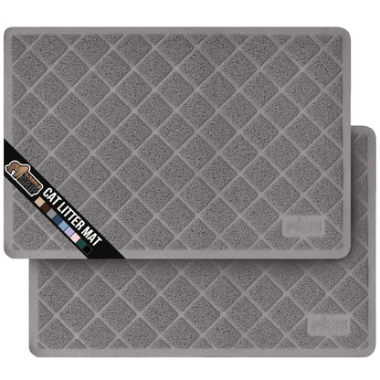 GORILLA GRIP Cat Litter Box Mat, Water Resistant, US Designed Kitty Litter Trapping Mats, Easy to Clean, Scatter Control, Less Mess and Clean Floors, Kitten Supplies for Indoor Cats, 24x17 Gray