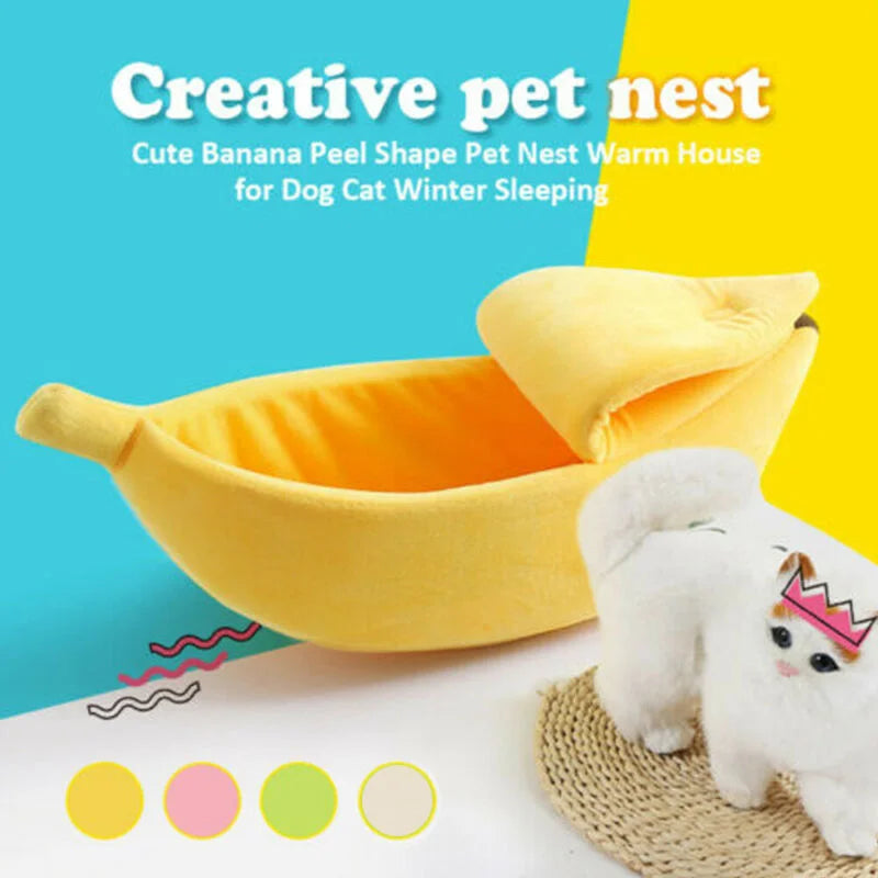 Banana Snuggle Pod™ — The Cozy, Whimsical Bed for Cats & Small Dogs