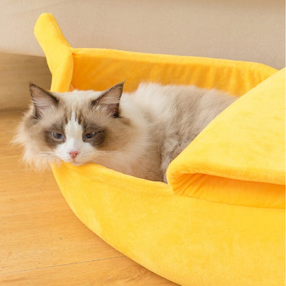 Banana Snuggle Pod™ — The Cozy, Whimsical Bed for Cats & Small Dogs
